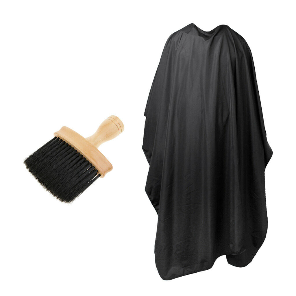 Large Cutting Gown Shampoo Cape Cloth Neck Dust Brush with Wooden Handle