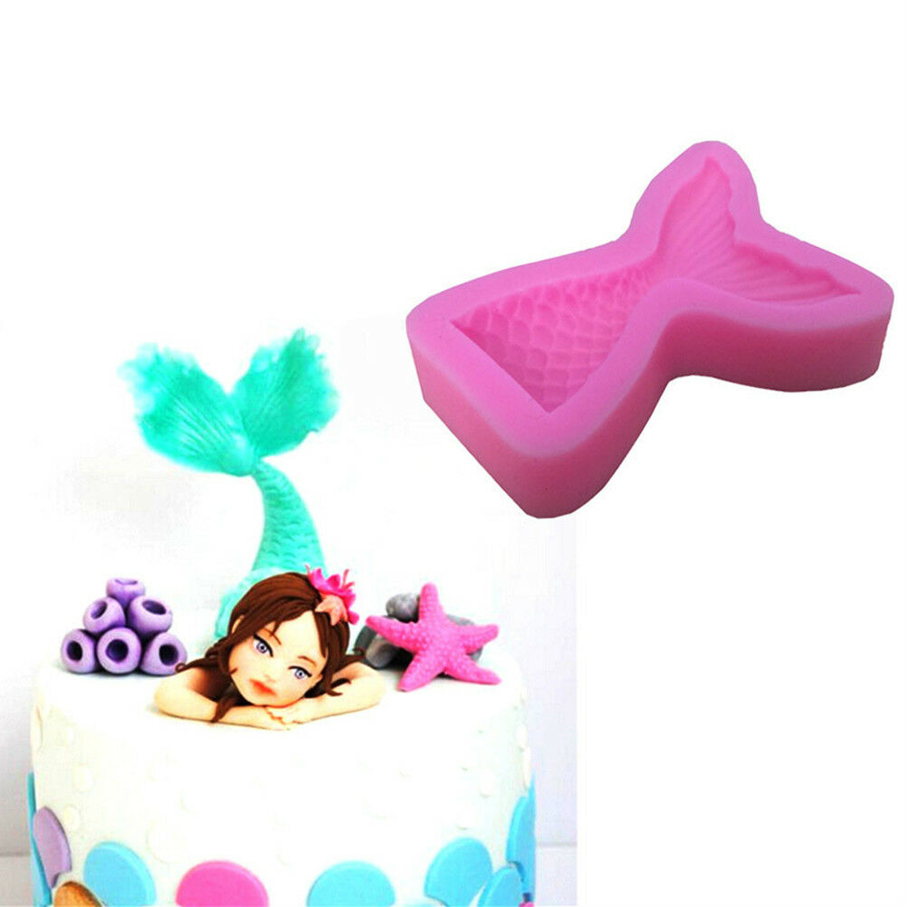 Mermaid Tail Silicone Mold Fondant Baking Cake Cupcake Topper Icing Xmas D.l8
