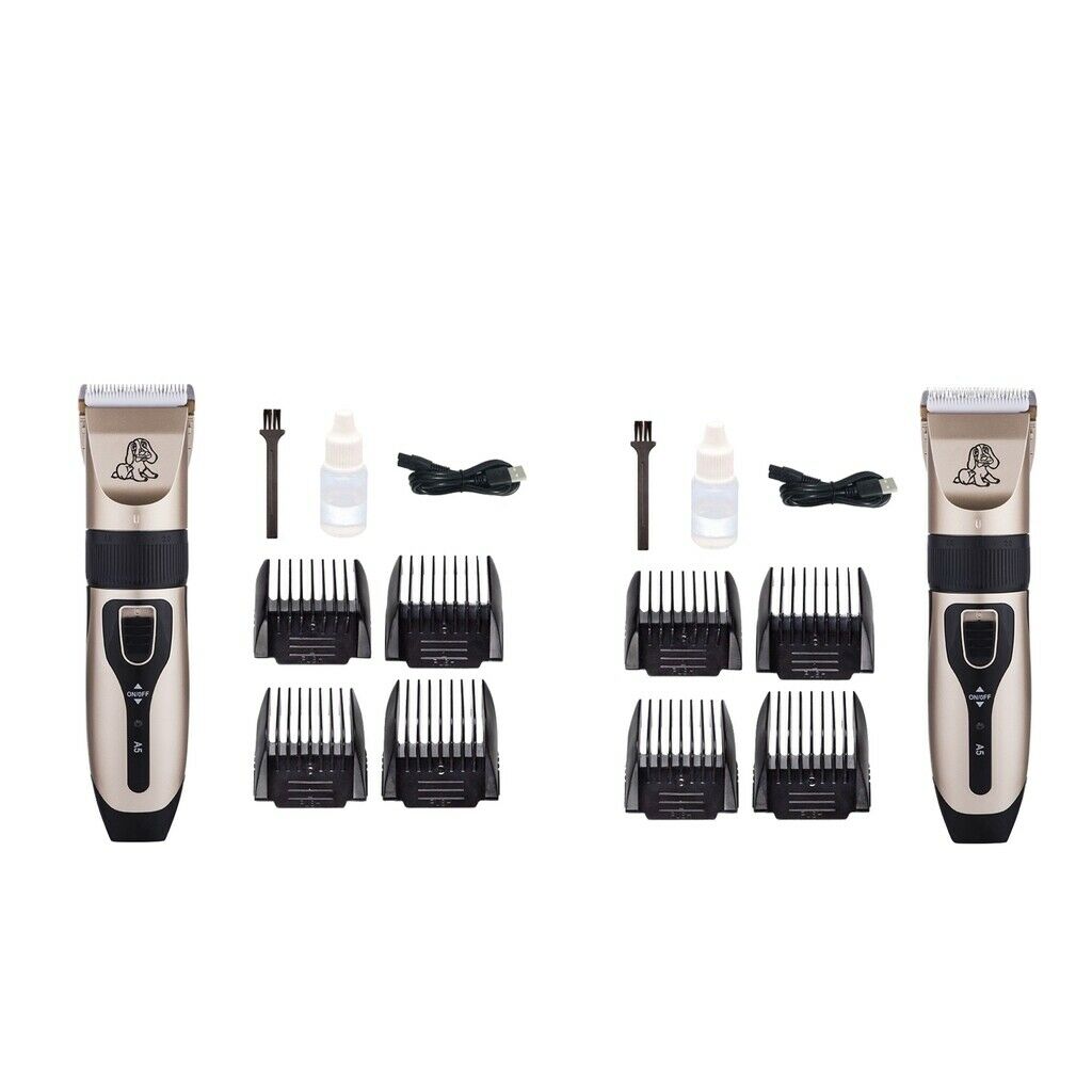 2Set Dog Shaver Clippers USB Pet Hair Trimmer 5-gear Blades for Dogs & Cats