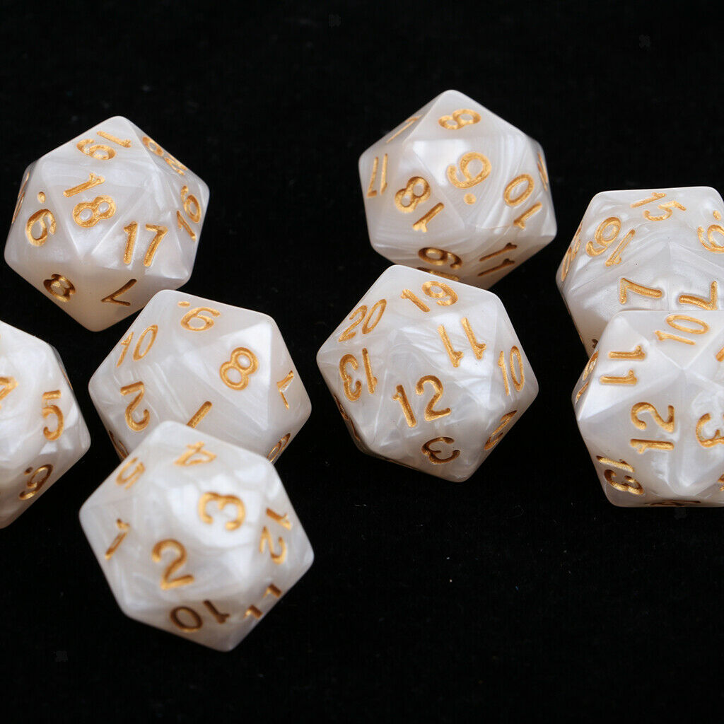 10 Pack of Twenty Sided Dice D20 Playing D&D RPG Party Games Dices White
