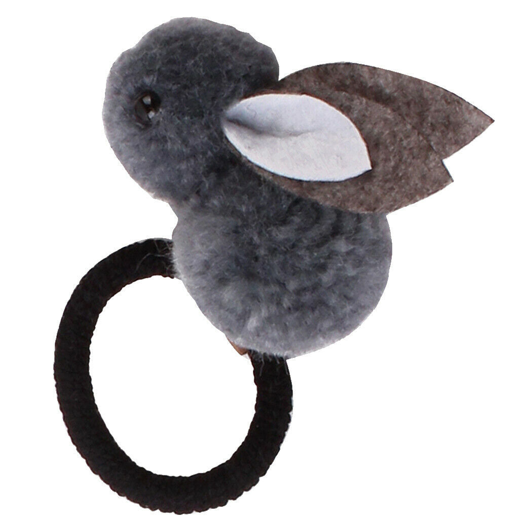 2pcs Baby Girl Hair Bow Elastic Ties Hoop Hair Holder - Ponytail Plush Rabbit
