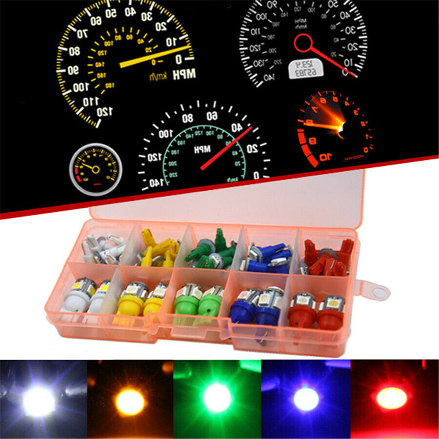 T5 T10 LED 5050 SMD Panel Dashboard Light Bulb Green Red White Blue Yellow Lamps