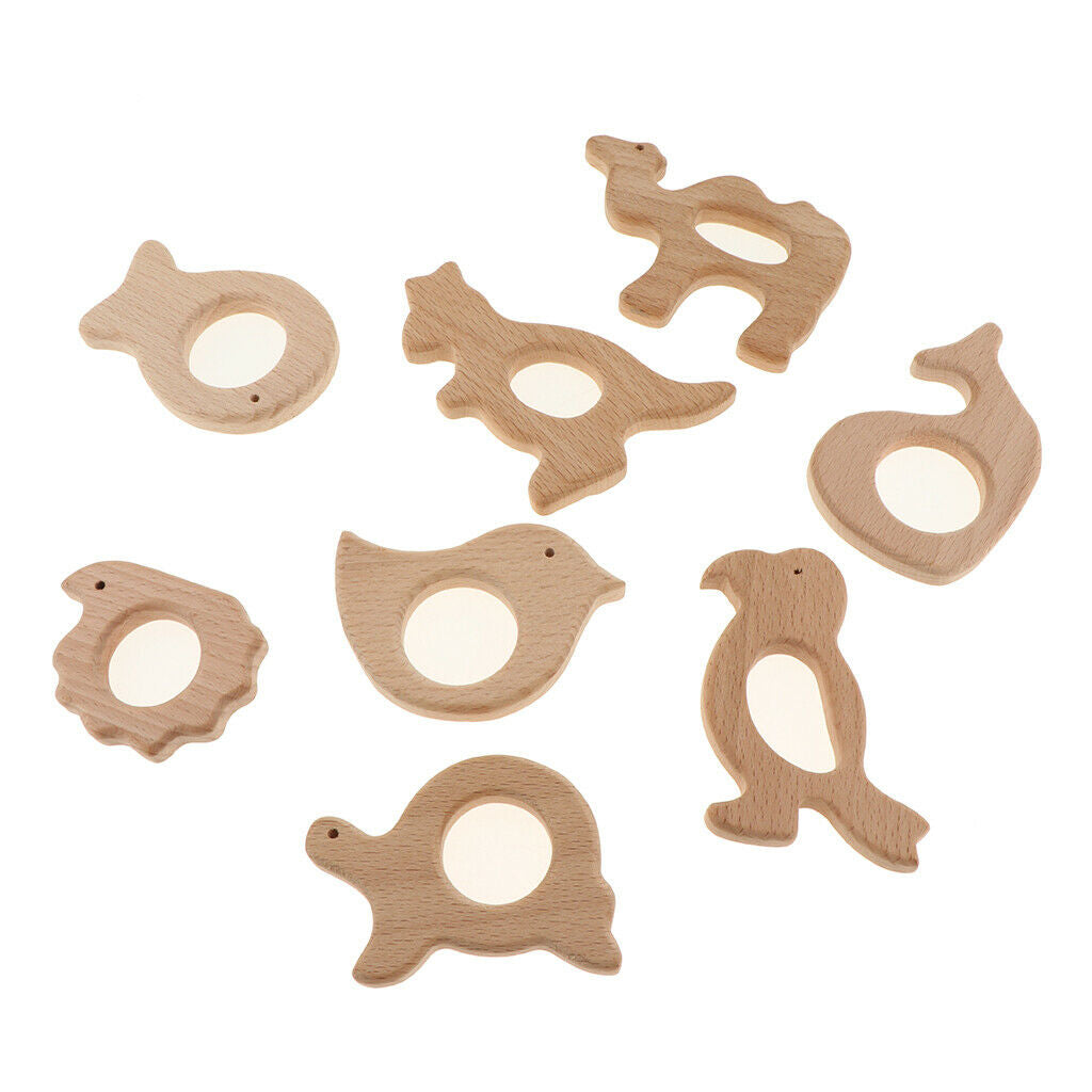 15pcs Wooden Animal Shape Teether for Baby Teething Toys Chew Nursing Gifts