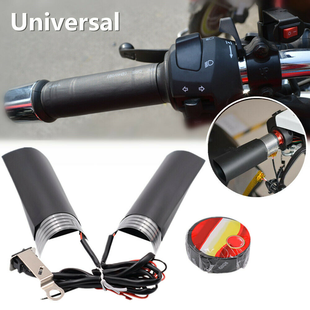 Motorcycle Scooter Bike Hand Grip Pad Handlebar Quick Heater Warm w/Adhesive Tap