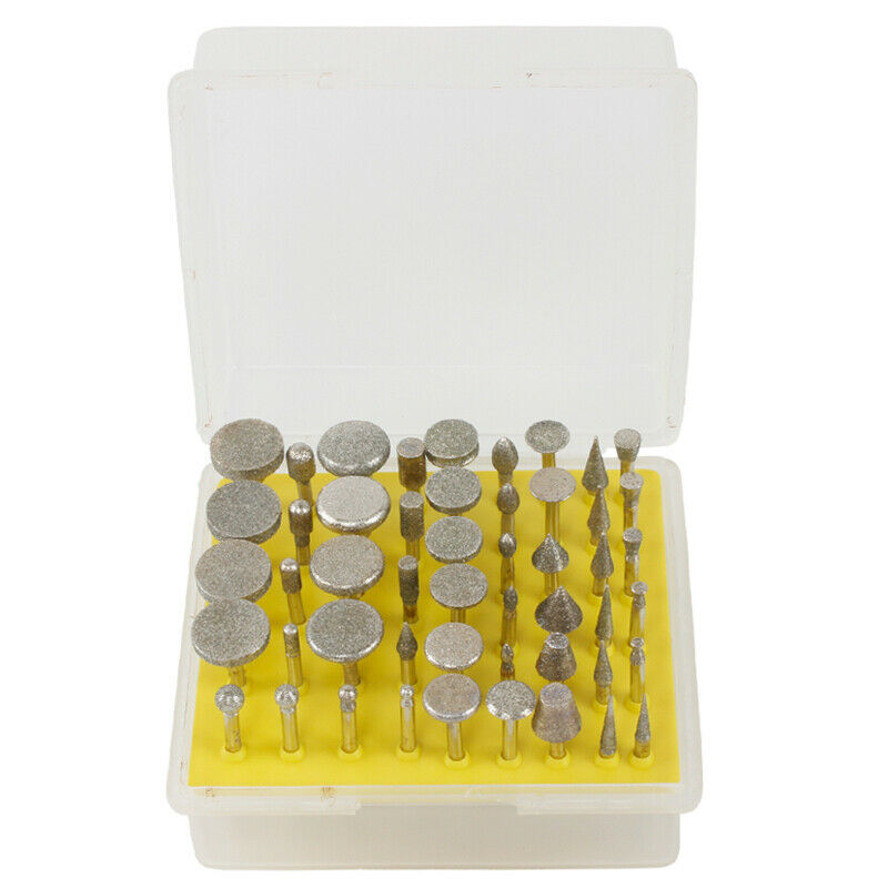 50pcs Polish Coated Grinding Head Rotary Tool Glass Diamond Burr Carving Stone