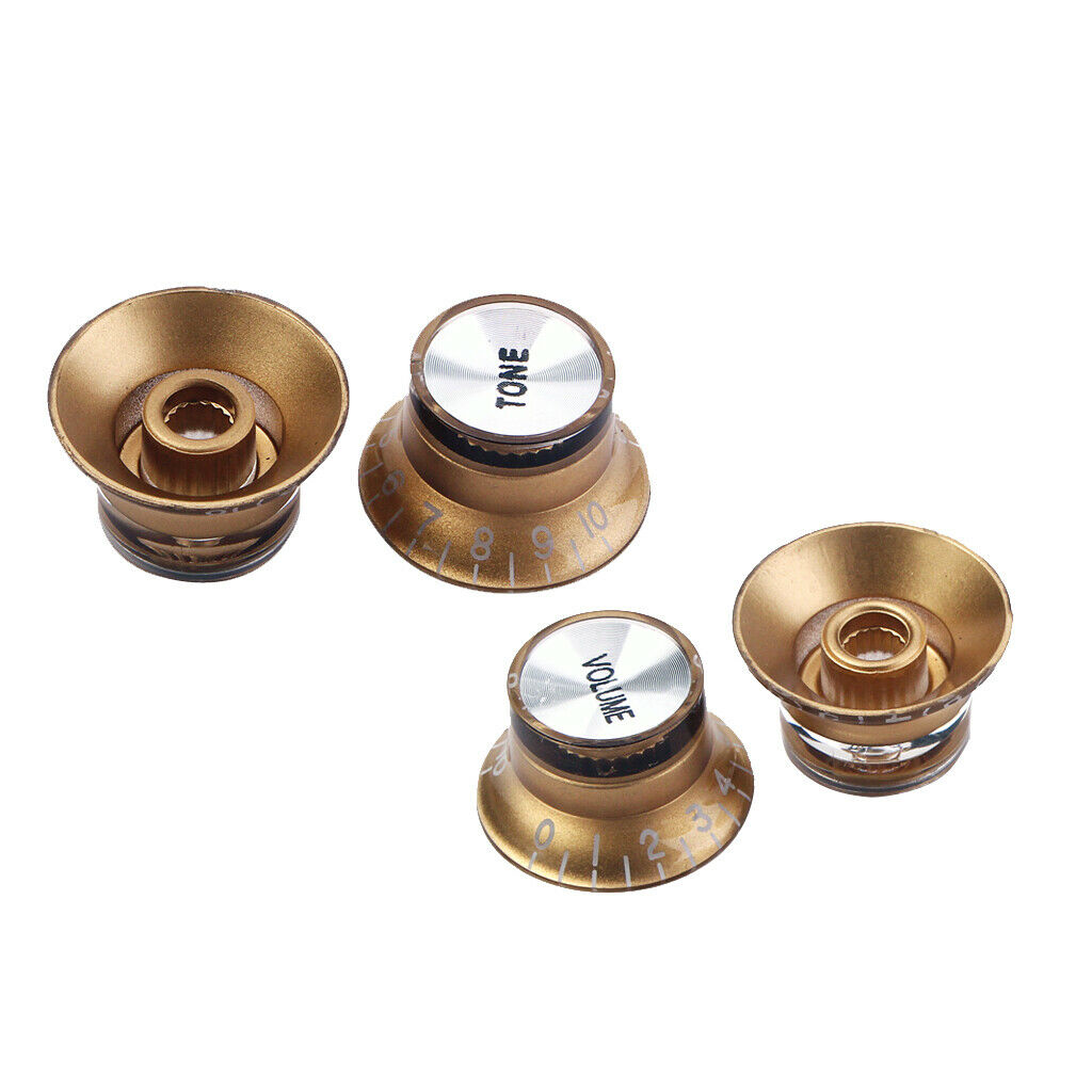 4 Pcs of Set Volume Tone Control Knobs for   Guitar Lovers Golden