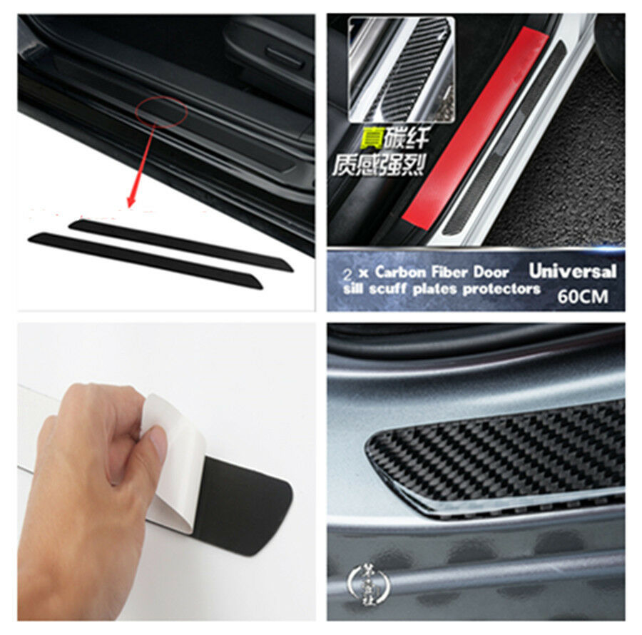 60cm Waterproof Real Carbon Fiber Door Sill Scuff Plates for Auto Car Door Panel