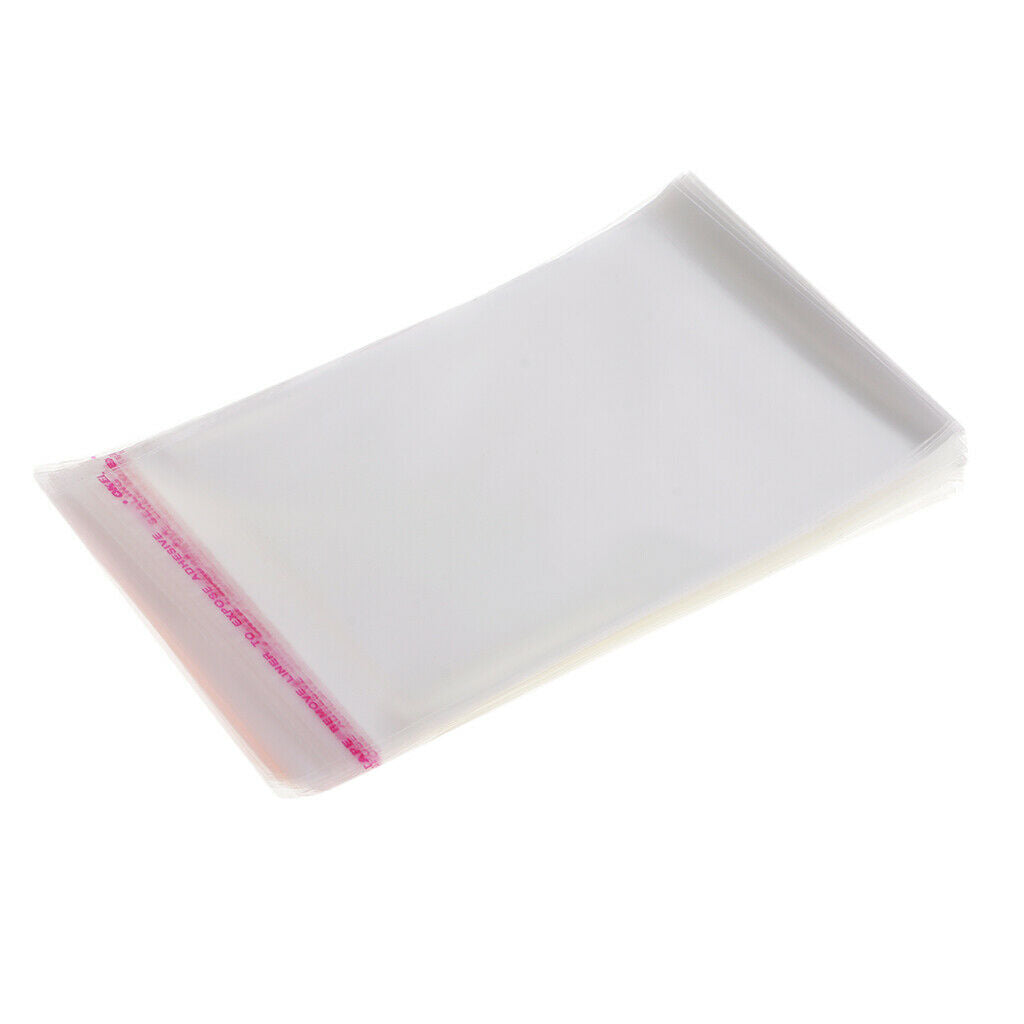 100x Clear Plastic Sealing Bag Cellophane Bag With Adhesive For Jewelry Food