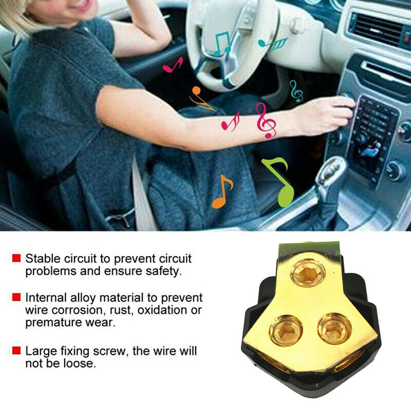 Power Ground Distribution Block Car Auto Audio Amplifier  1 in 2 Out SplitterI7