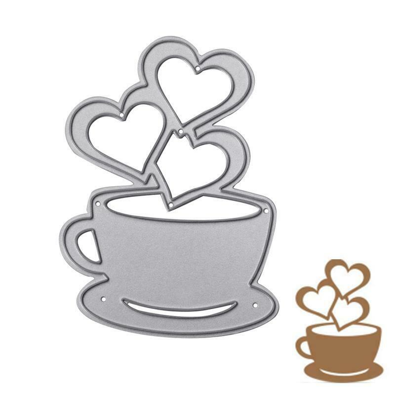 Heart Coffee Cutting Dies Stencils Scrapbook Album Paper Cards Embossing Craft