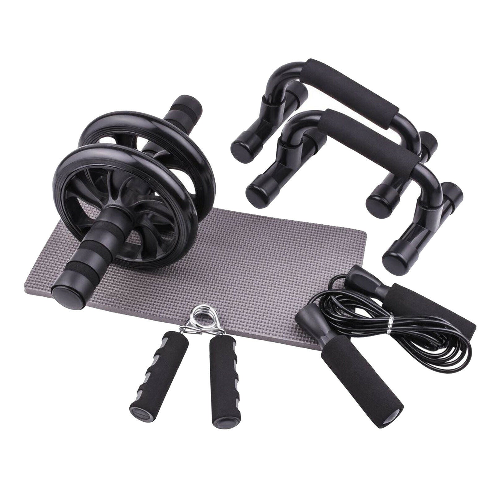 5-in-1 AB Wheel Roller Home Workout Fitness Exercise Equipment Skipping Set