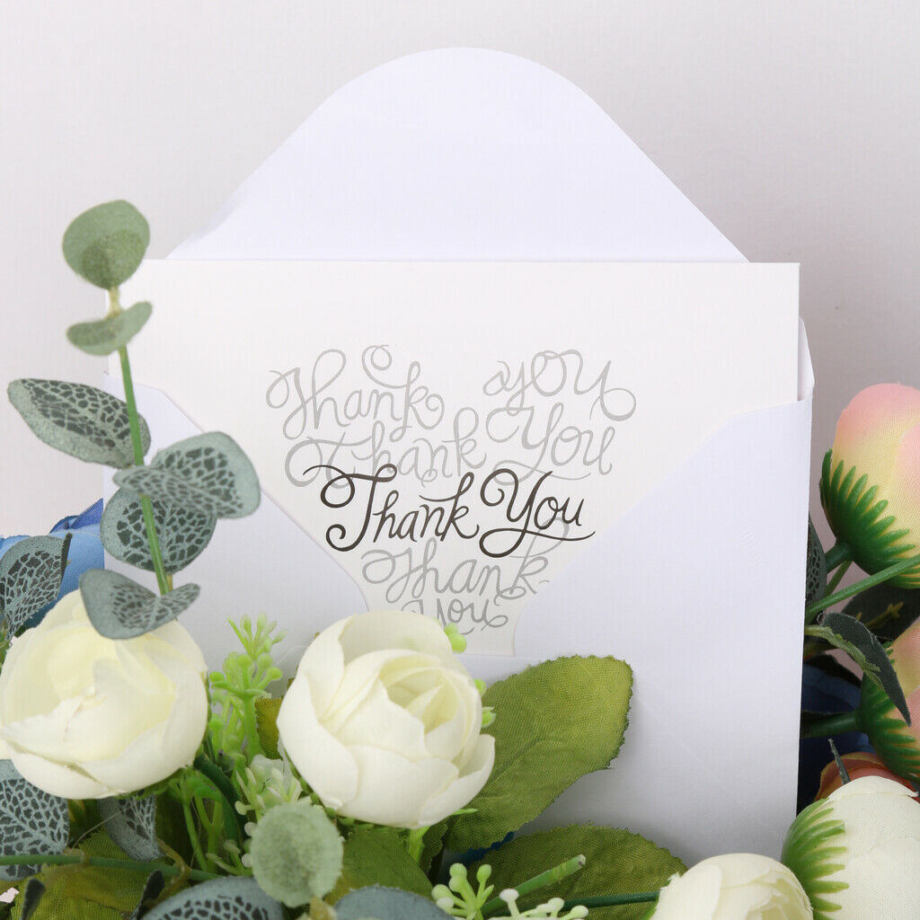 Package Of 50 White Paper Recycled Wedding Banquets Thank You, Heart Cards With