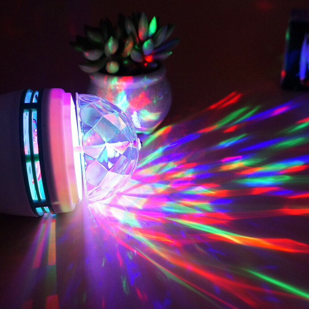 Disco Changing Bulb Lamp 3W E27 RGB Crystal Ball Auto Rotating LED Stage Light!