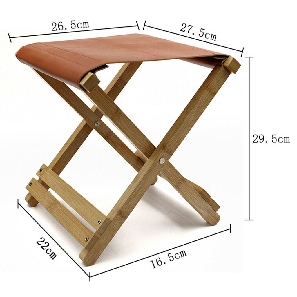 Wooden Leather Folding Chairs Leather Mazar Easy to Carry for Family Fishing