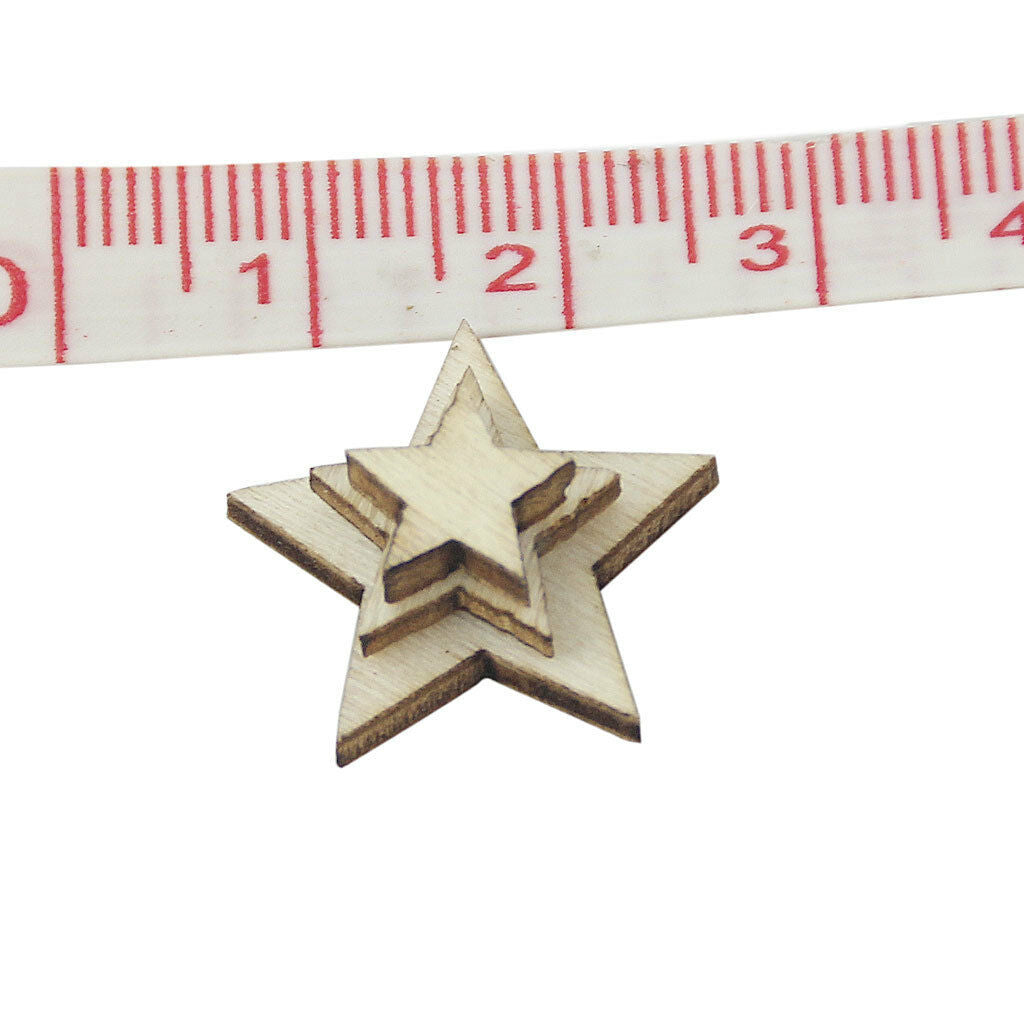 100pcs Mixed Size Unfinished Wood Star Embellishments for Scrapbook DIY