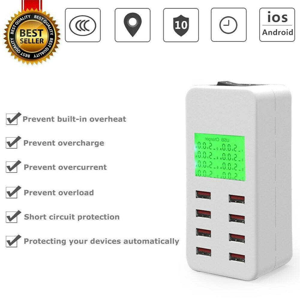 8-Port Smart Multi USB AC Wall Charger Hub Smart Fast Wall Charging Station AF6