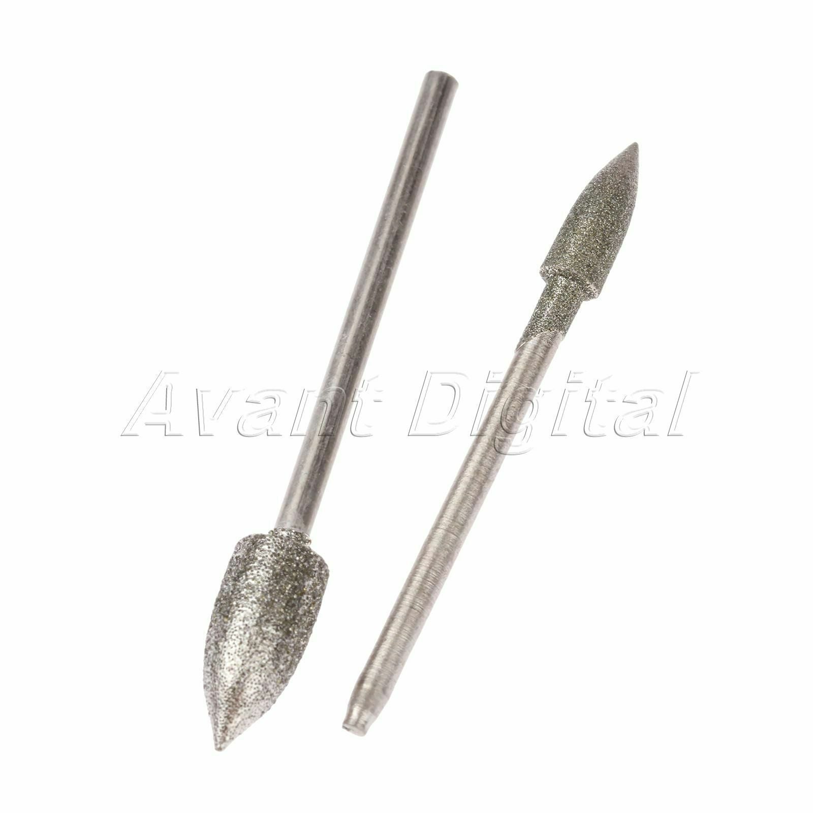 1-6mm Diamond Grinding Jade Stone Metal Polishing Burr Head Needle 2.35mm Shank