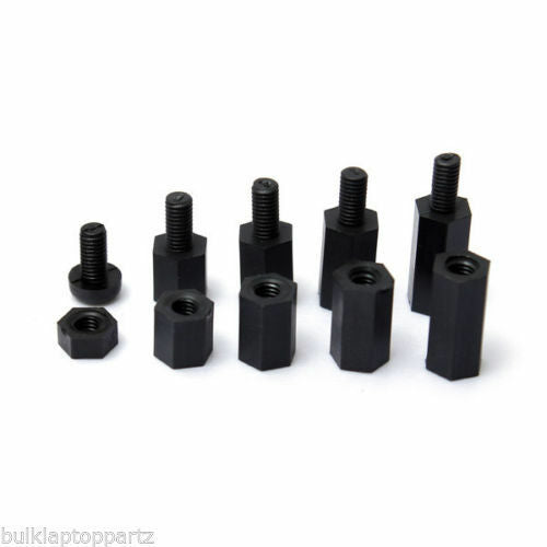 180pcs Black Nylon M3 Hex Column Male-Female Standoff Spacers Screw Nut Kit Box