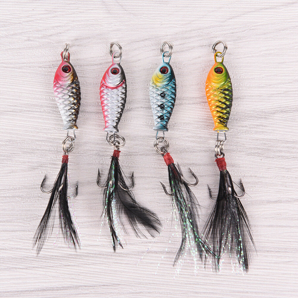 4X Lot Hard Metal Fishing Lures Cranks Bait Small Minnows Lure Bass Tackl.l8