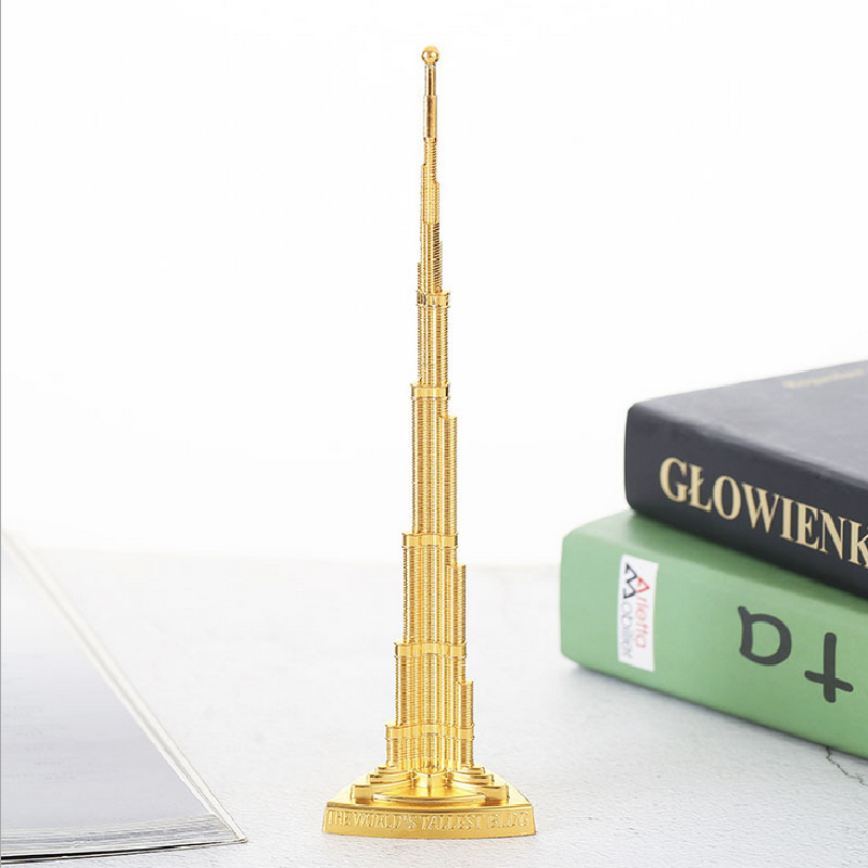 Alloy Dubai Halifah Tower Satue Landmark Building Living Room Decor Golden