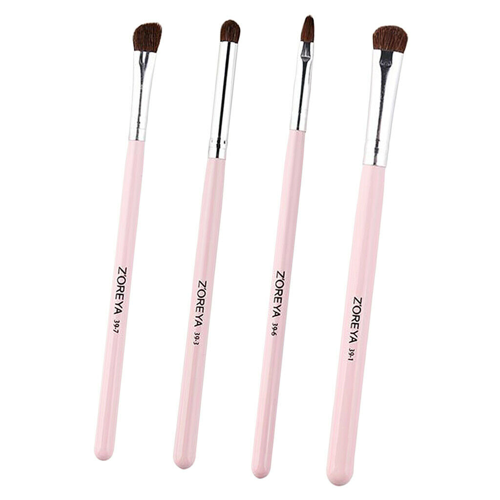 4x Smoky Eyes Brushes Durable Wooden Handle Eyeshadow Nose Shade Brush Pink