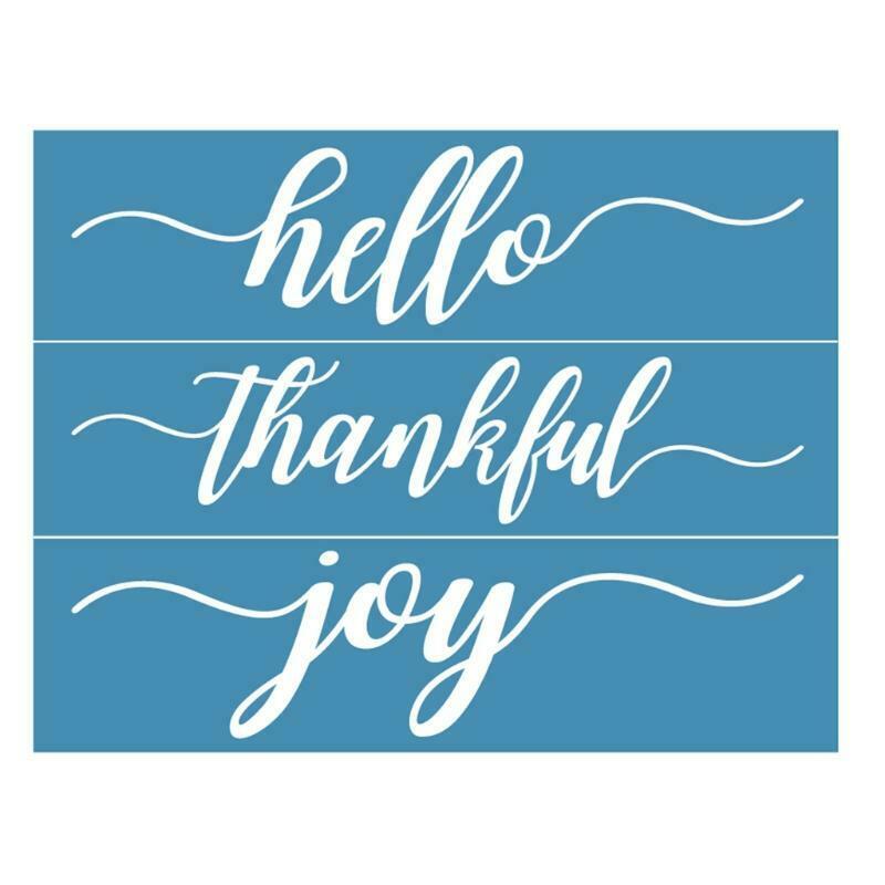 Hello Thankful Joy Self-Adhesive Silk Screen Printing Stencil for Painting Wood