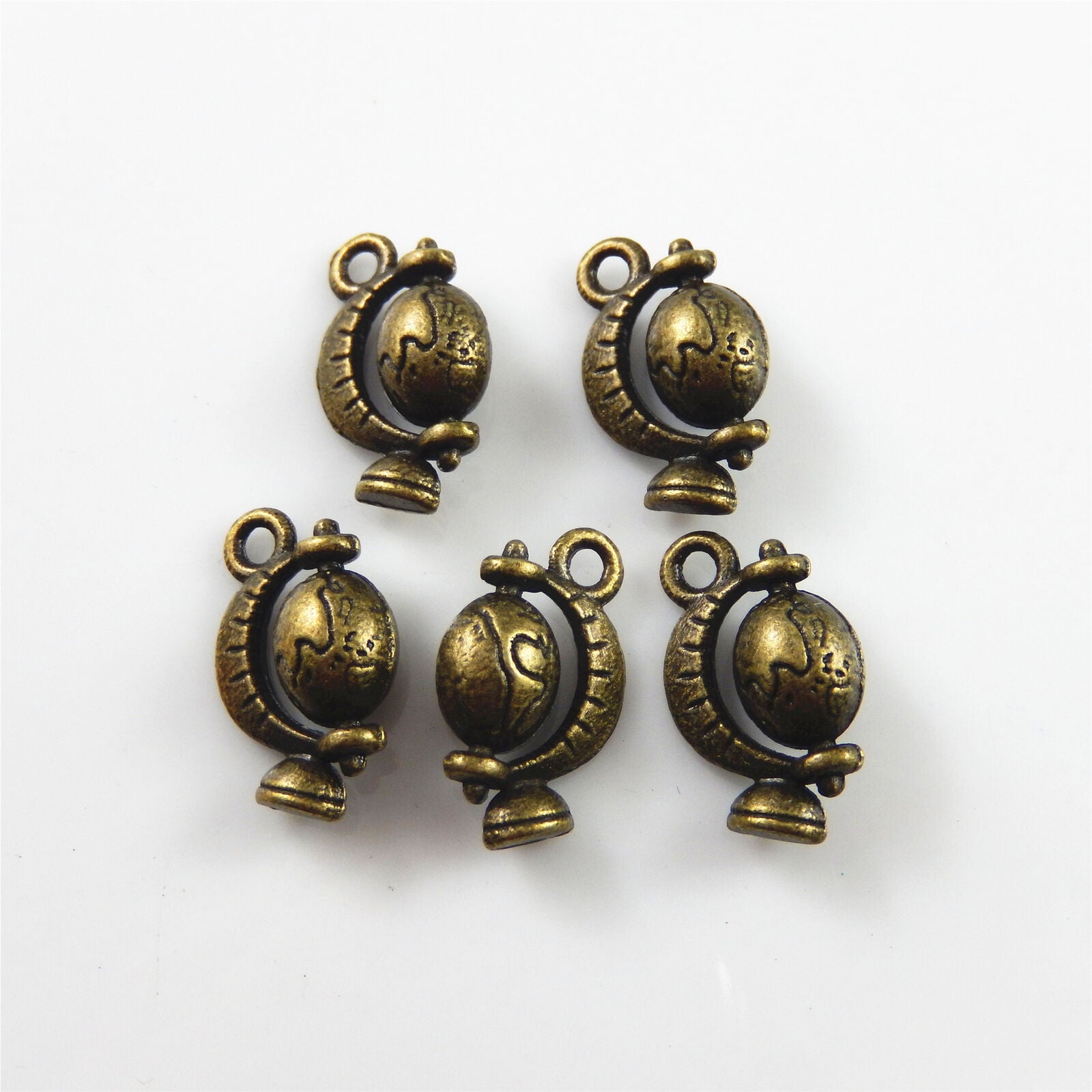 20 pcs Antiqued Bronze Globe Charm Alloy Drop Dangle Pendant Findings 16*12*8mm
