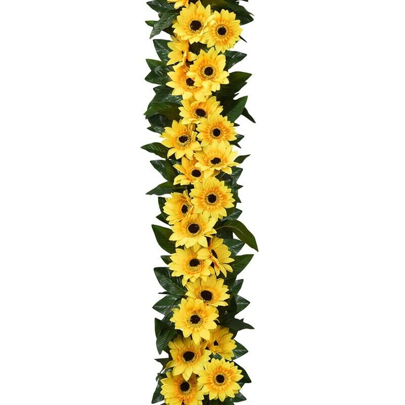 2 Pack Artificial Sunflower Garland Silk Sunflower Vine Artificial Flowers WitZ6