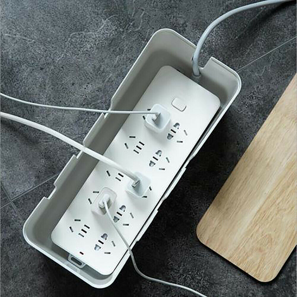 Wooden Power Cord Cable Storage Box Rectangular Power Socket Organizer Holder
