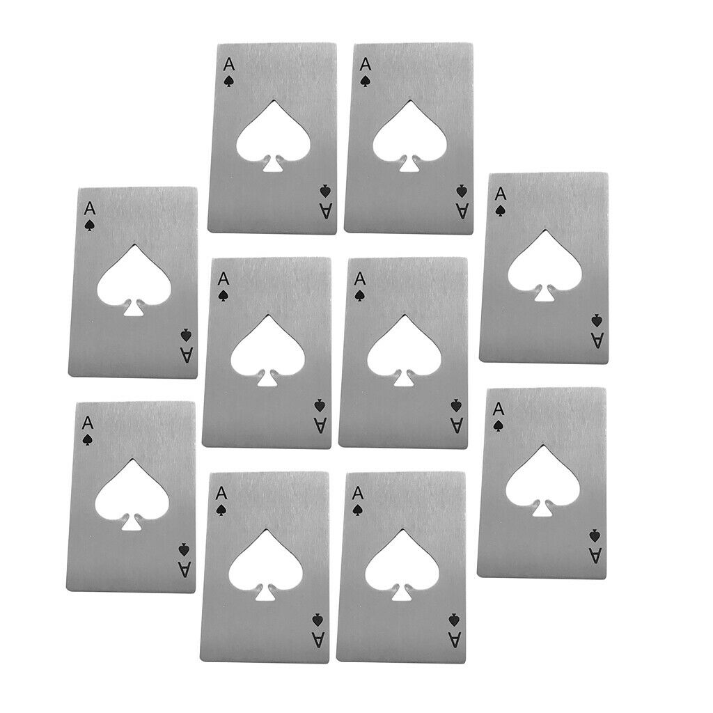 10 Pieces Lightweight Playing Card Ace of Spades Bar Beer Cover   Opener