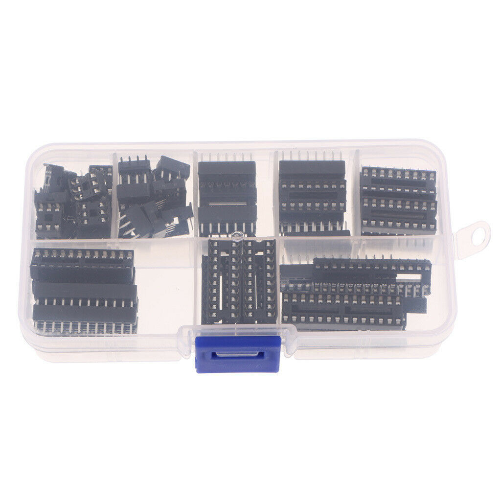 Dual Row DIP IC Socket Connector Adaptor Assortment Kit With Box, Multi Pin(66