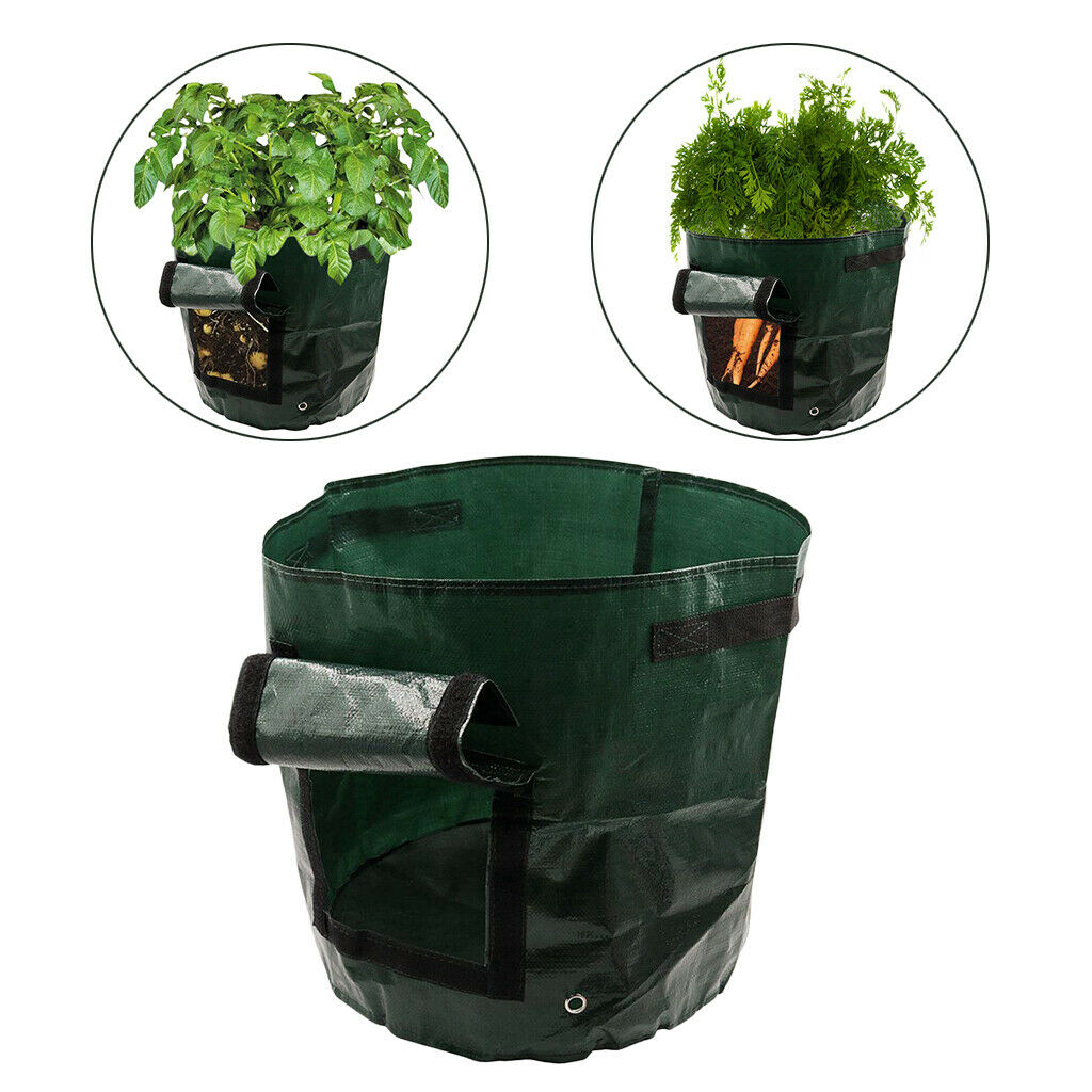 3Pcs 7 Gallon Garden Potato Grow Bags Container with Handles Flap Sturdy