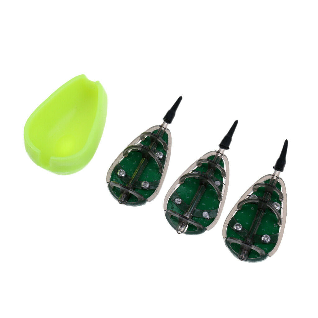 Fishing Method Feeder Set 30g 40g 50g Fishing Baits Cage Flat Feeder & Mould