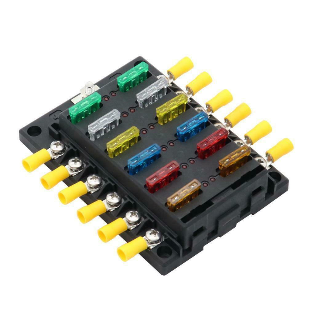 12 Way Blade Fuse Box LED Light Indicator And Protective Cover For