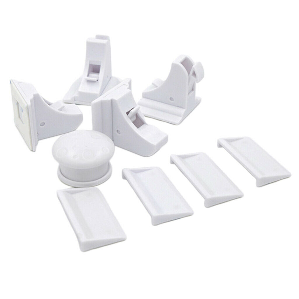 4x Baby Kids Safety Hidden Magnetic Cabinet Locks Drawer Lock for Cabinet