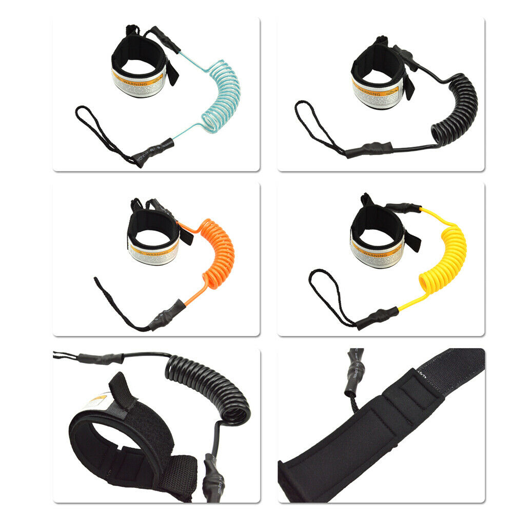 Surfboard Ankle Leash Rope Coiled Standing Paddle Board Safety Surfing - Black