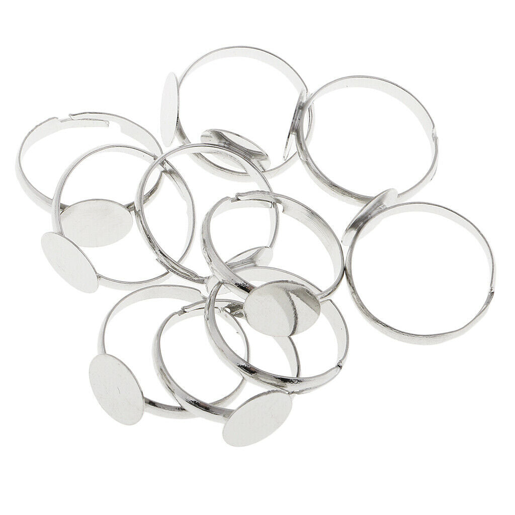 10pcs Adjustable Ring Blanks Ring Base Pad 10mm DIY Jewelry Rings