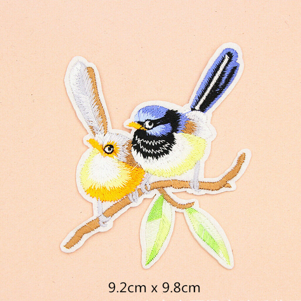 8pcs Mixed Patches Birds for Clothing Iron On Embroidered Applique DIY Decor
