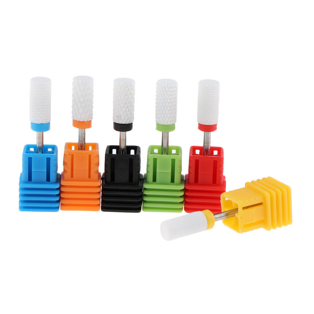 Ceramic Nail Files Drill Bit Manicure Electric Grinding Polishing Head 6x Flat