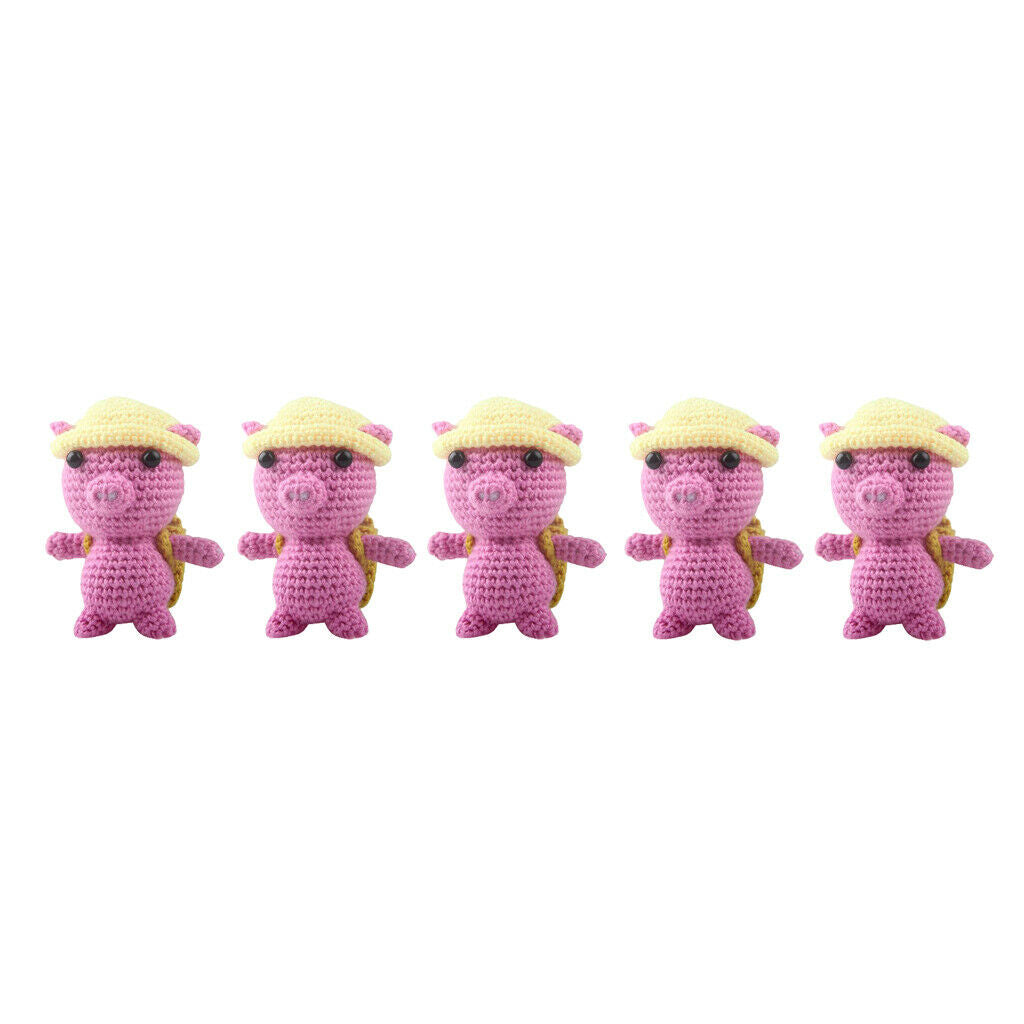 5 Sets Animal Pig Crochet Kit for Beginner Starter Learn to Knitting Crafts