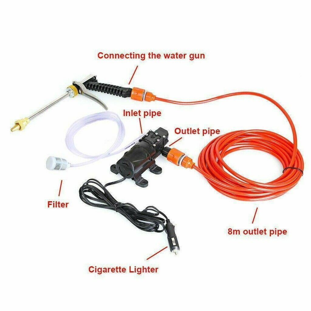 Portable 12V 80W Car High Pressure Washer Water Pump Kit Jet Washing