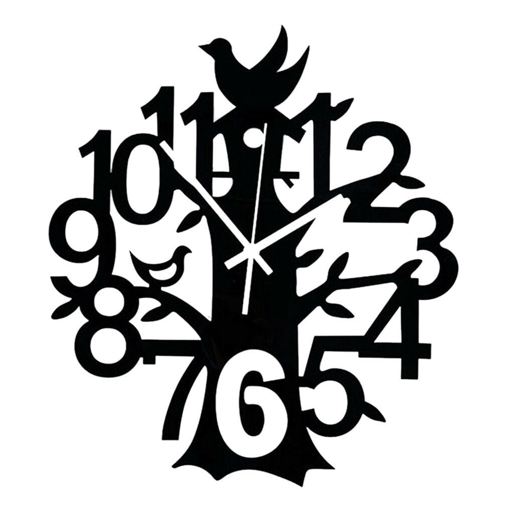Tree Shaped Wall Clock Time 12H Display Quartz Decorative Clock Easy Read C
