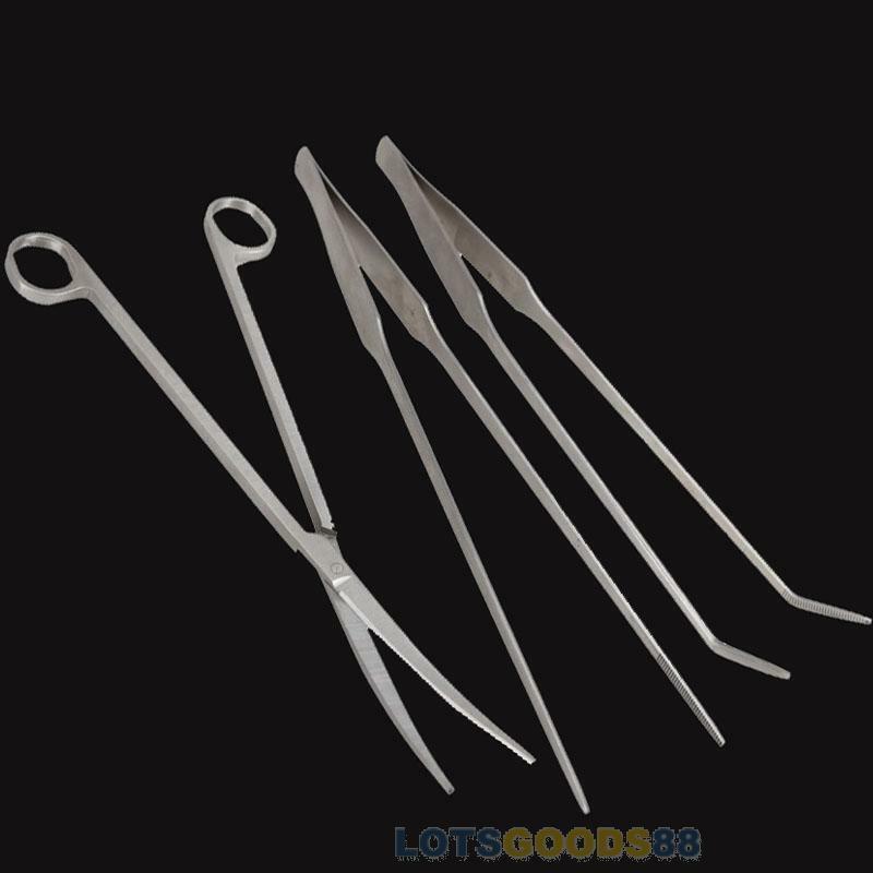 3in 1 Aquarium Aquatic Live Plants Long Handle Tweezers Scissors Trim Tool Set #
