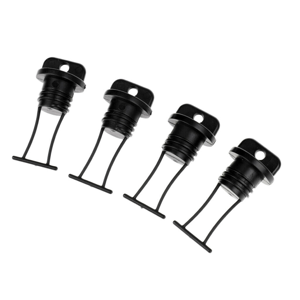 4x Universal Boating Kayak Hull Drain Plug Bung Marine Replacement Black