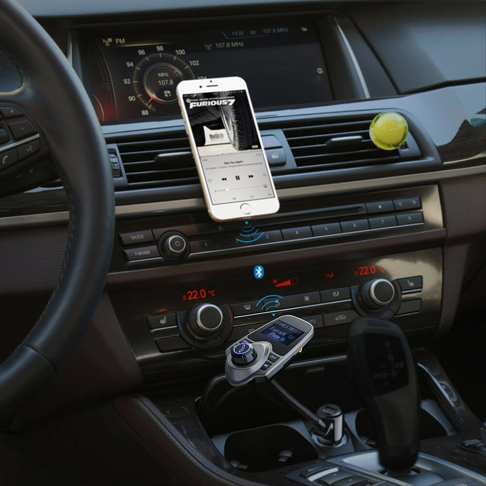 1.44" LCD Wireless FM Transmitter &USB Charger & Handsfree Bluetooth &MP3 Player