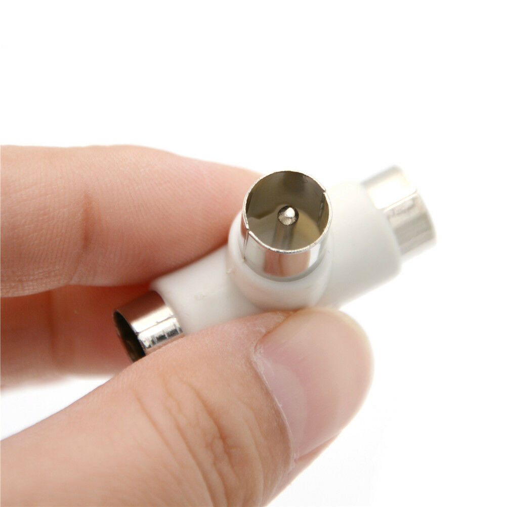 4x Coax Coaxial Antenna Y Splitter Adapter Aerial to TV Converter Plu.l8