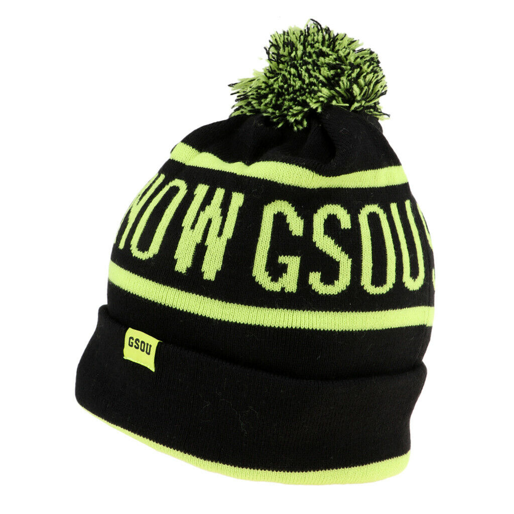 Unisex Snowboard Baggy Beanie Hat Winter Warm Pom Knit Ski Cap Green