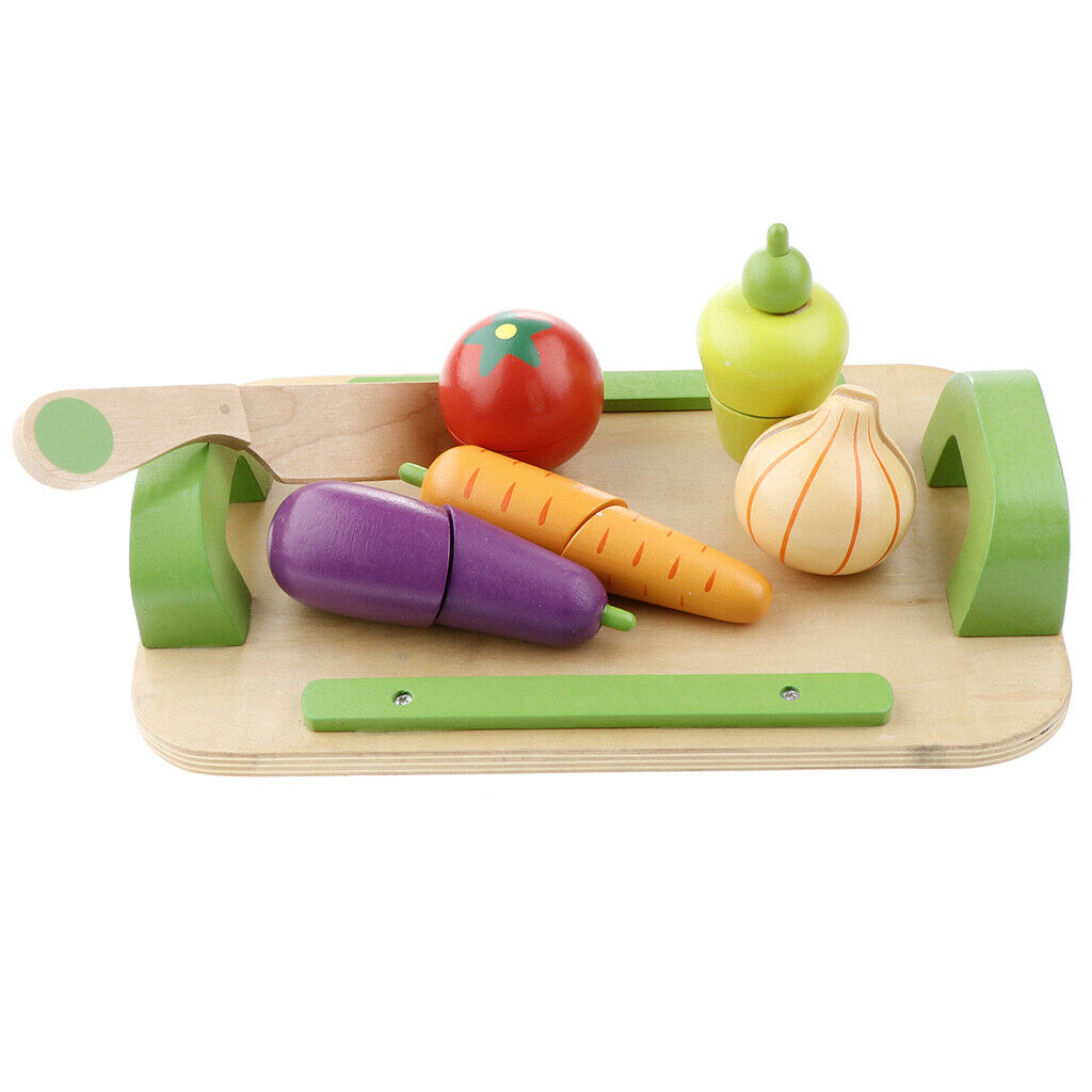 Wooden Cutting Fruit Food Fun Toys Magnetic Cooking Sets Pretend Food Playset