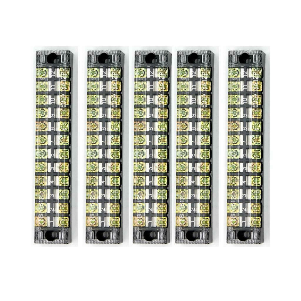 12 positions covered in two rows screw terminal block 600V 15AMP +
