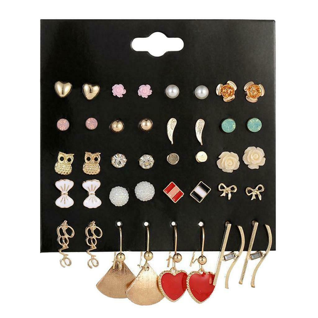 20 Pairs Simple Classic Earrings Stud Ear Drop Earrings Flower Earrings Stud